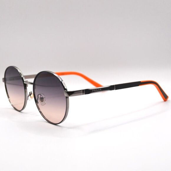 Prada Women’s Round Sunglasses | Silver/Black/Orange | Gradient Lens | New main image 7